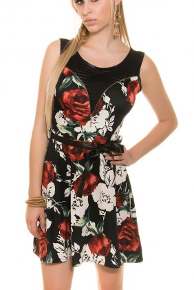 Rochie de zi Tyna Black-Red din Colectia de SCOASE DIN STOC