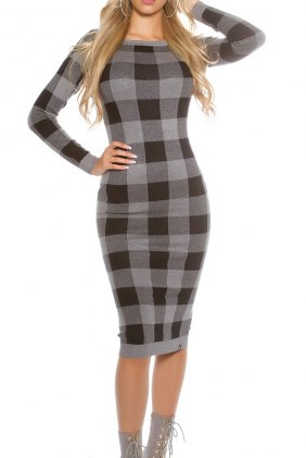 Rochie tricot Yakira Grey din Colectia de ROCHII TRICOT