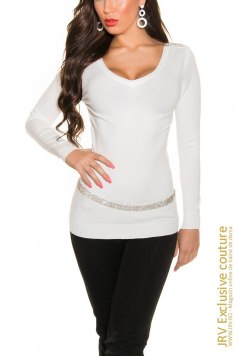 Pulover Rose White - Magazin online haine de dama Fashion