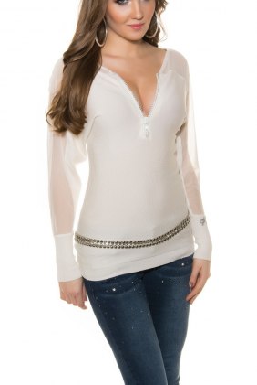 Pulover Esfir White din Colectia de PULOVERE / CARDIGANE