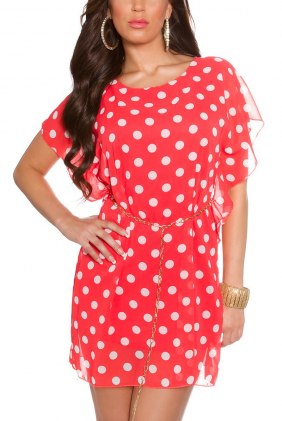 Rochie de zi Polkadot Coral din Colectia de DE VARA