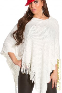 Poncho Zora White - Magazin online haine de dama Fashion
