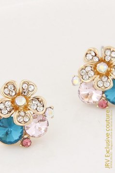 Cercei Shining Flower Blue - Magazin online haine de dama Fashion