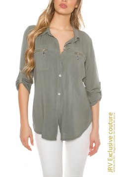 Camasa Cloe Khaki - Magazin online haine de dama Fashion